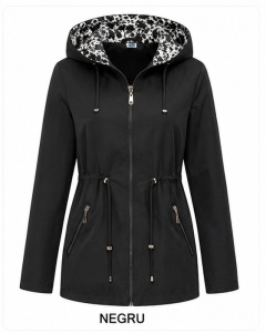 Jacheta Dama Manturo, Impermeabil , tip Parka, EWINKER 2340 NEGRU (Primavara-Toaamna)