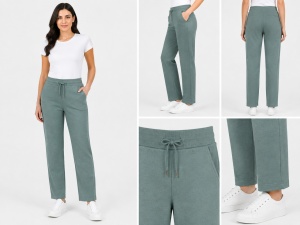 Pantaloni Dama Tricotati HERMINA , CLASIC P357 VERDE - Img 2