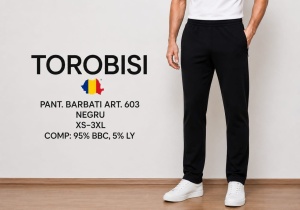 Pantaloni Trening Barbati TOROBISI TRICOTEX, Modern Fit, 603 NEGRU