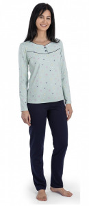 Pij.2220.2 Blue Floral, Pijama Damă Knox, tipar Clasic - Img 1