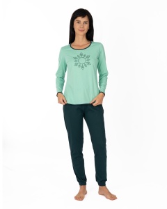 Pij.2236 Menta Mandala, Pijama Damă Knox, cu Mansete - Img 4