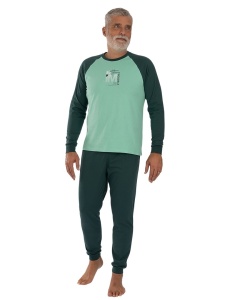 Pij.4155 Menta, Pijama Bărbați KNOX cu Manseta la Glezna