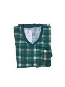 Pijama Barbati Auritex din Bumbac, Maneca scurta, MS 354-01, Verde Carouri - Img 3