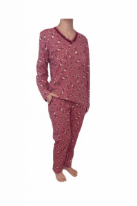 Pijama Dama Auritex, tipar Clasic, 407 Maro Floral - Img 1