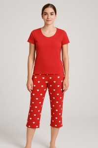 Pijama Dama Soft&Seven By Sofiaman, Maneca Scurta, ELSA S21-177 Rosu - Img 1