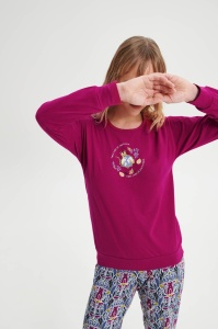 Pijama dama VAMP, din Bumbac, ML 19442 FUXIA - Img 3