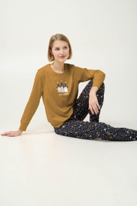 Pijama dama VAMP, din Bumbac, ML 23200 GALBEN MUSTAR - Img 3