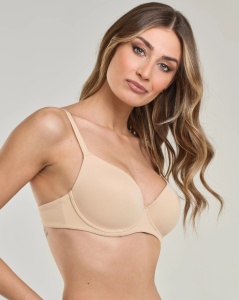 SUTIEN SPIMAN, Balconette cu Armătură și Cupe Gradate, din microfibră elastică 396 NUDE - Img 3
