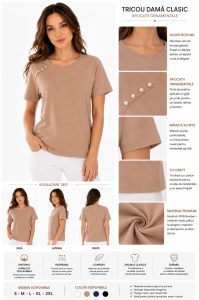Tricou Dama KNOX, Clasic din Bumbac, T.2953 Aluna - Img 2
