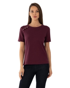 Tricou Dama KNOX, Clasic din Bumbac, T.2953 PRUNA