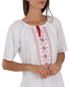Tricou Dama KNOX, Imprimeu Traditional Tip IE, T.2502 Alb - Img 2