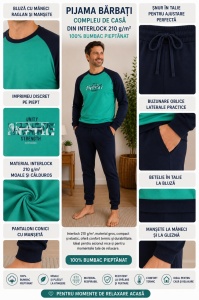 Ans.4017 Verde, Compleu Casa / Pijama Groasa Bărbați din Interlook Pieptanat - Img 2