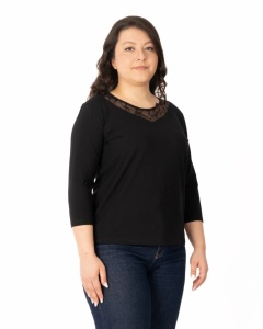 B.2342 NEGRU, Bluza Dama KNOX, Maneca 3/4 Marimi EXTRA LARGE - Img 2