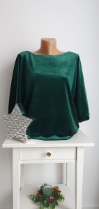 Bluza dama ANESIA din CATIFEA Uni, Verde Smarald - Img 2