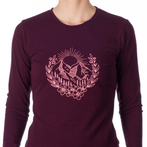 Bluza dama Sport Northfinder, din Bumbac cu Imprimeu, TR-4942OR Bordo Melange - Img 3