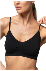 Bustiera din Microfibra Pompea, Seamless, BRETEA SUBTIRE, Negru