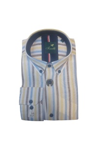 Camasa Barbati TONELLI din IN, Comfort Fit, Maneca Lunga, Imprimeu Dungi, ML-03 Alb-Galen-Maro - Img 2