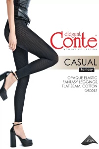 Colanti opaci cu model în dungi fine (ribbed), Conte Fantasy CASUAL 100 Den