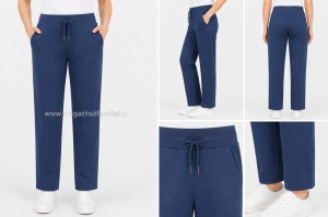 Pantaloni Dama Tricotati HERMINA , CLASIC P357 ALBASTRU MARIN - Img 2