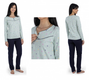 Pij.2220.2 Blue Floral, Pijama Damă Knox, tipar Clasic - Img 5
