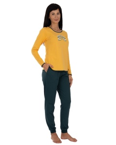Pij.2236 GALBEN LOTUS, Pijama Damă Knox, cu Mansete