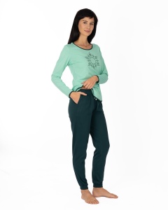 Pij.2236 Menta Mandala, Pijama Damă Knox, cu Mansete - Img 5