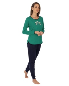 Pij.2236 Verde LOTUS, Pijama Damă Knox, cu Mansete