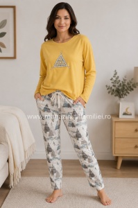 Pij.2251 GOLDEN, Pijama dama Knox, cu Umeri Cazuti