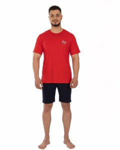 Pij.4166 ROSU, Pijama Bărbați KNOX, Maneca Scurta