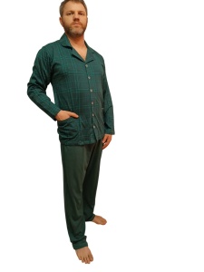 Pijama Barbati Auritex din bumbac cu Nasturi ML 232-05 Verde Inchis - Img 1