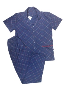 Pijama Barbati Auritex din bumbac cu Nasturi, MS+PL 232-01 Bleumarin Carouri - Img 2