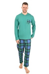 Pijama Barbati UNICONF din Bumbac, Maneca Lunga, PBI81IMP179 Verde - Img 1