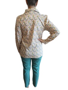 Pijama Dama Auritex cu Nastruri, Maneca Lunga 231-06, Alb-Verde Floral - Img 3