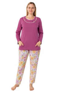 Pijama Dama Auritex, tipar Clasic, Maneca lunga 235 ML LILIAC