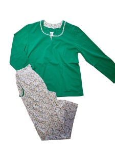 Pijama Dama Auritex, tipar Clasic, Maneca lunga 235 ML VERDE - Img 2
