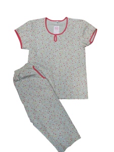 Pijama Dama Auritex, tipar Clasic, Maneca Scurta, MS 568 Verde-Galben Floral - Img 2