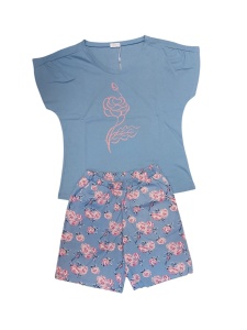 Pijama Dama Soft&Seven By Sofiaman, Maneca Scurta, CARMINA S21-112 Albastru - Img 2