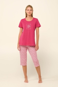 Pijama dama VAMP, din Bumbac, MS+3/4 22283 FUXIA