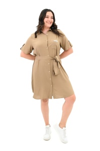 Rochie Casual Adrom, BATAL, Tip Camasa 5246-24 Bej - Img 1