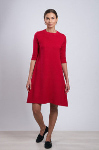 Rochie Dama Tricotata HERMINA, Evazata 122 Rosu Rodie - Img 2