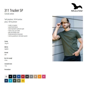 Sapca Unisex Malfini, cu Plasa, TRUCKER 5P 311 - Img 8