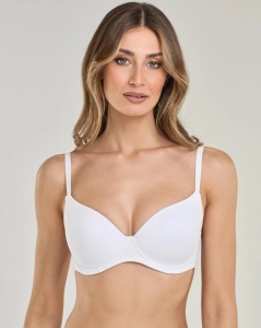 SUTIEN SPIMAN, Balconette cu Armătură și Cupe Gradate, din microfibră elastică 396 ALB