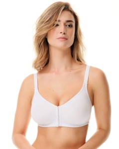 SUTIEN SPIMAN, Clasic din Bumbac, Fara Armatura, cu Inchidere Frontala, 2436 ALB