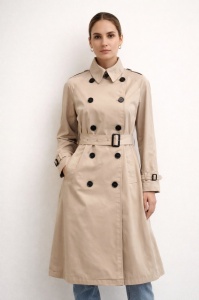 Trench Dama Bilpa, Impermeabil , 2 Randuri de Nasturi, BLUDEISE 81339A Bej (Primavara-Toaamna)
