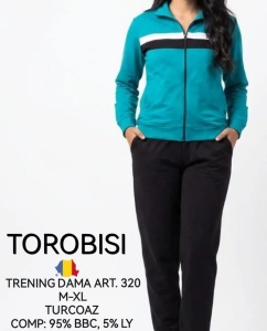 Trening Dama Torobisi Tricotex, Tipar Clasic 320 Turcoaz - Img 2