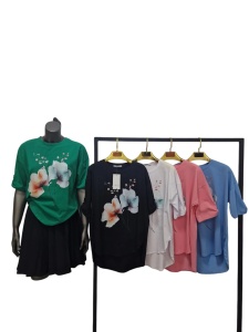 Tricou dama Adrom, FLOERS 1932-25 ALBASTRU - Img 2