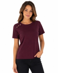 Tricou Dama KNOX, Clasic din Bumbac, T.2953 PRUNA