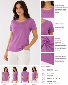 Tricou Dama KNOX, cu Dantela, T.2952 ZAMBILA - Img 2