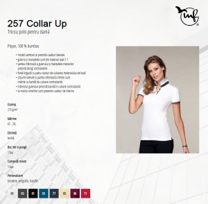 Tricou Dama Malfini Polo Pique COLLAR UP 257 Negru - Img 4