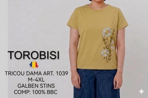 Tricou Dama TOROBISI TRICOTEX, Over-SIDE cu Imprimeu, 1039 GALBEN STINS - Img 2